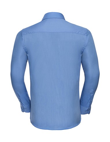 RUS-0R924M0-Men's Long Sleeve Tailored Polycotton Poplin Shirt